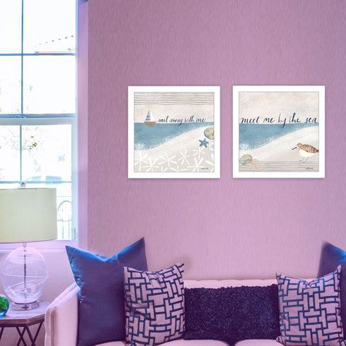 Set Of Two Sail Away With ME White Framed Wall Art