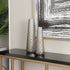 Set of Two Silver Cast Aluminum Textured Table Vases