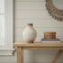 8" Ivory And Brown Round Ceramic Table Vase