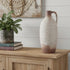 12" Brown And White Ceramic Round Jug Vase