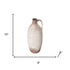 12" Brown And White Ceramic Round Jug Vase