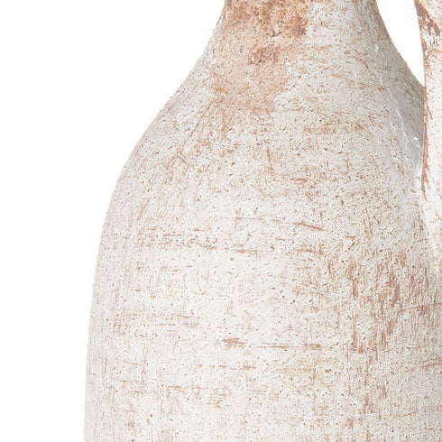12" Brown And White Ceramic Round Jug Vase