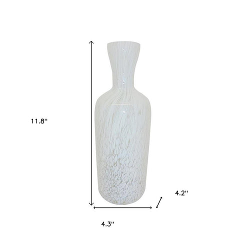12" Opal Swirl Art Glass Cylinder Table Vase