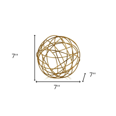 7" Gold Aluminum Decorative Orb Tabletop Sculpture