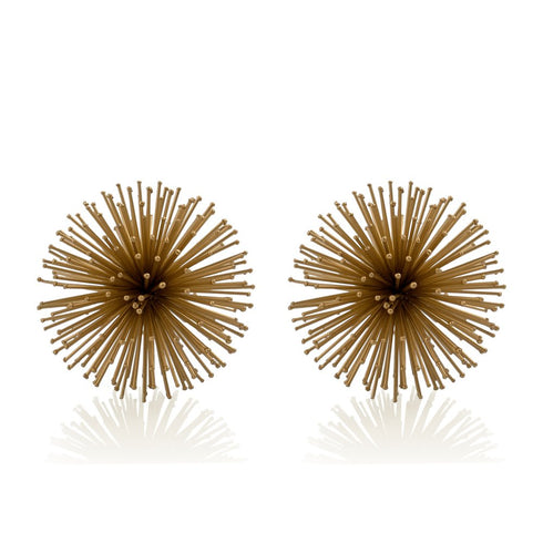 6" Gold Iron Urchin Decorative Orb Tabletop Sculpture