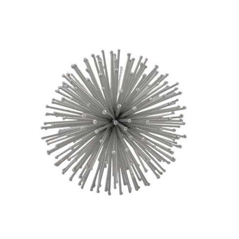 6" Silver Iron Decorative Urchin Spiky Sphere Tabletop Sculpture