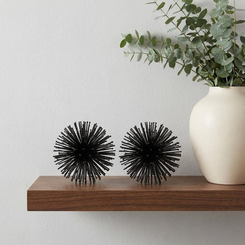 8" Black Iron Decorative Orb Tabletop Sculpture