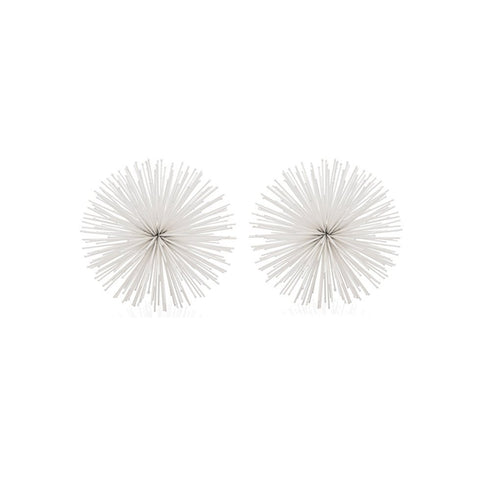 8" White Iron Decorative Orb Tabletop Sculpture