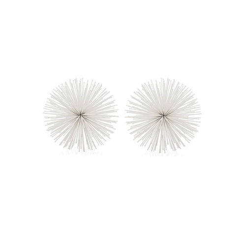 8" White Iron Decorative Orb Tabletop Sculpture