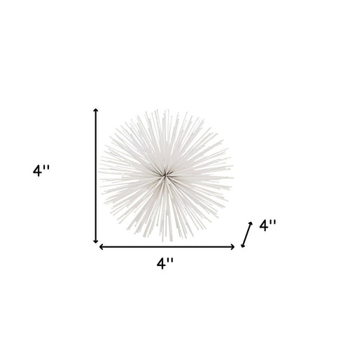 8" White Iron Decorative Orb Tabletop Sculpture