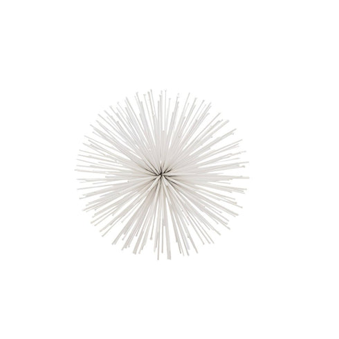 8" White Iron Decorative Orb Tabletop Sculpture