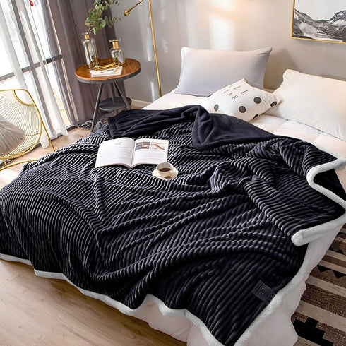 79" X 87" Black Flannel Woven Throw Blanket