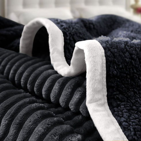 79" X 87" Black Flannel Woven Throw Blanket