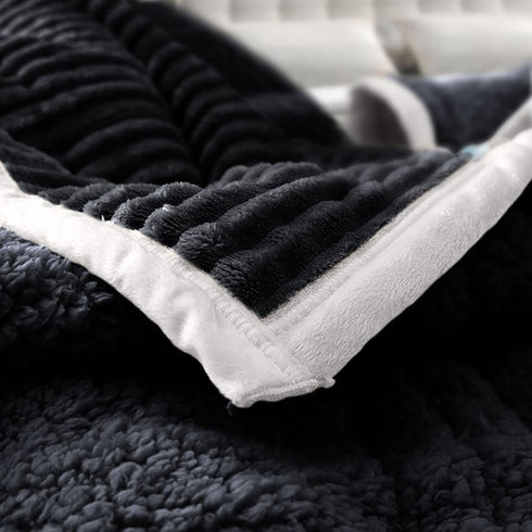 79" X 87" Black Flannel Woven Throw Blanket