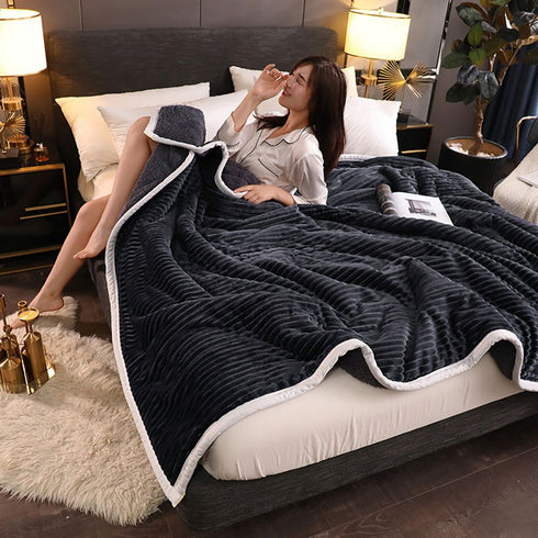 79" X 87" Black Flannel Woven Throw Blanket