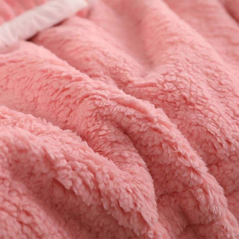 79" X 87" Pink Flannel Knitted Throw Blanket