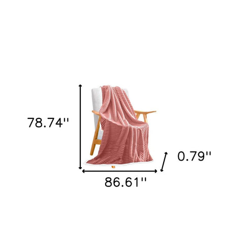 79" X 87" Pink Flannel Knitted Throw Blanket