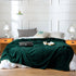 79" X 91" Dark Green Flannel Knitted Striped Throw Blanket