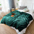 79" X 91" Dark Green Flannel Knitted Striped Throw Blanket