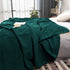 79" X 91" Dark Green Flannel Knitted Striped Throw Blanket