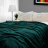 79" X 91" Dark Green Flannel Knitted Striped Throw Blanket
