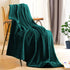 79" X 91" Dark Green Flannel Knitted Striped Throw Blanket