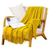 49" X 91" Yellow Flannel Knitted Geometric Throw Blanket