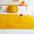49" X 91" Yellow Flannel Knitted Geometric Throw Blanket
