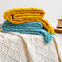 49" X 91" Yellow Flannel Knitted Geometric Throw Blanket
