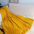 49" X 91" Yellow Flannel Knitted Geometric Throw Blanket