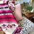 Ultra Soft Cream Navy Blue And Pink Southwest Handmade Throw Blanket