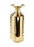 21" Gold Trumpet Ceramic Table Vase With Sculptural Details