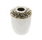 10" White Round Ceramic Table Vase With Sculptural Details