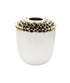 10" White Round Ceramic Table Vase With Sculptural Details