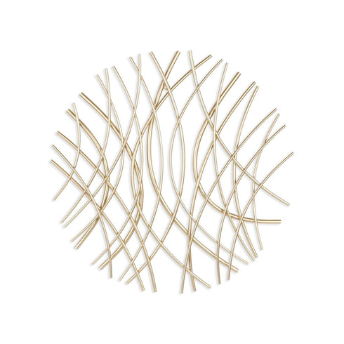 24" X 24" Gold Metal Circle Abstract Hanging Dimensional Sculpture