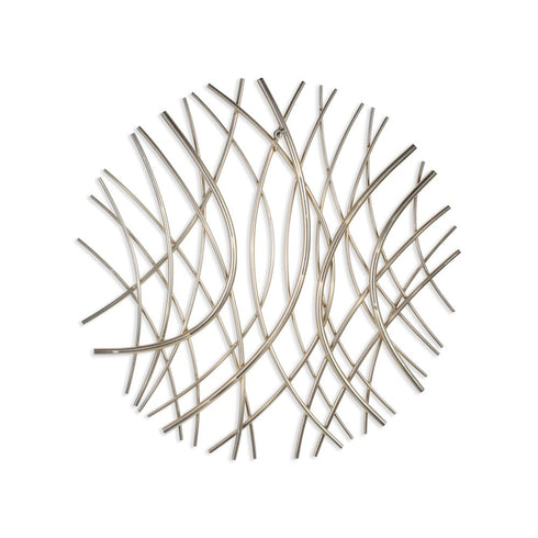 24" X 24" Gold Metal Circle Abstract Hanging Dimensional Sculpture
