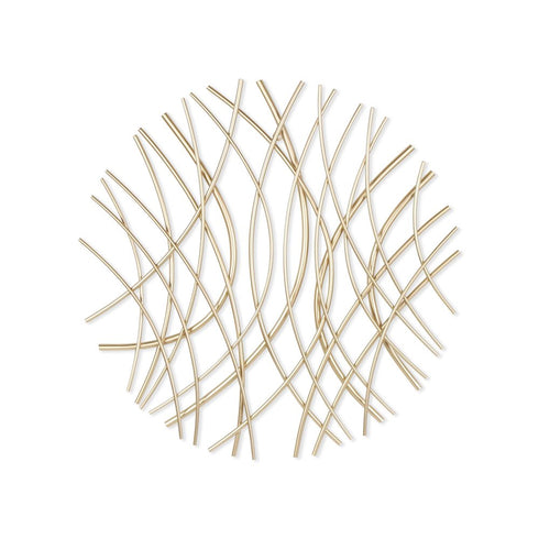 24" X 24" Gold Metal Circle Abstract Hanging Dimensional Sculpture