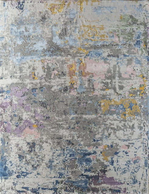 8' X 10' Blue Abstract Hand Knotted Area Rug