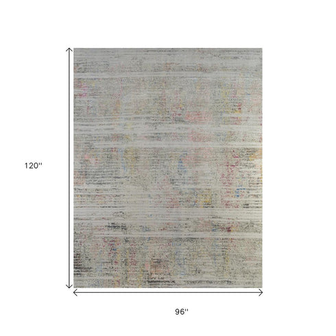 8' X 10' Beige Abstract Hand Knotted Area Rug