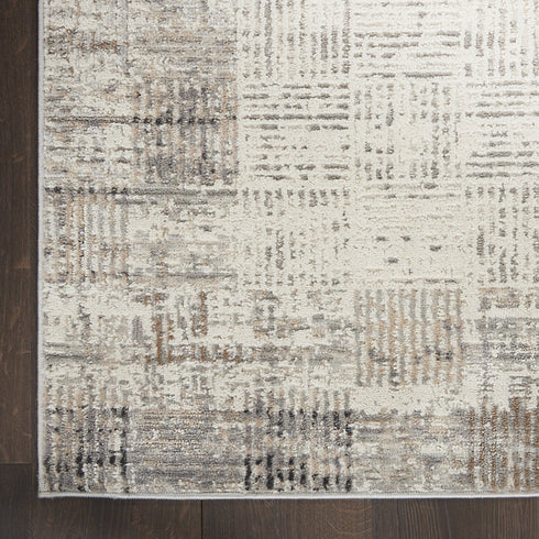 8' X 11' Ivory and Gray Abstract Area Rug
