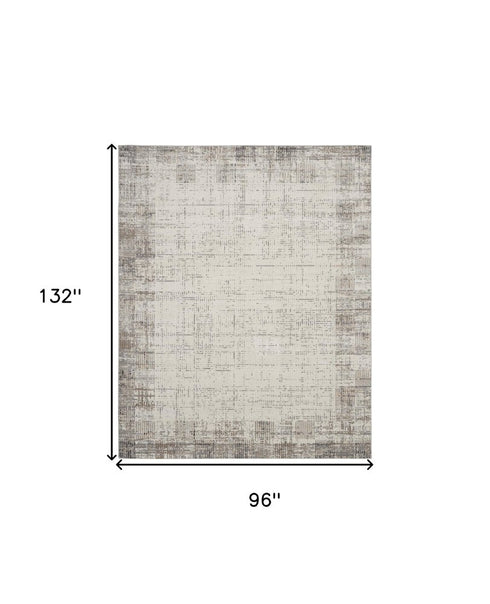 8' X 11' Ivory and Gray Abstract Area Rug