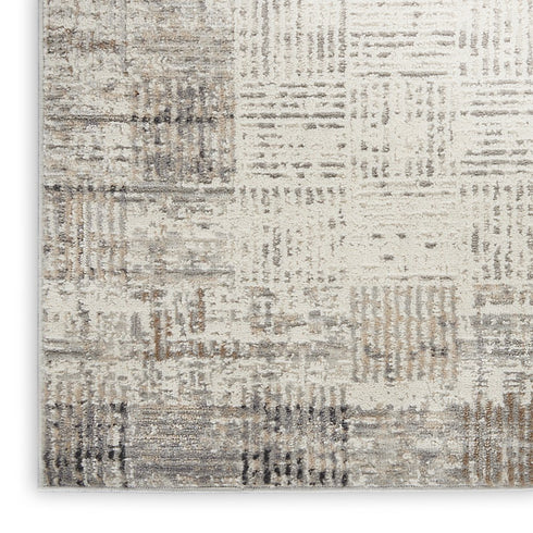8' X 11' Ivory and Gray Abstract Area Rug