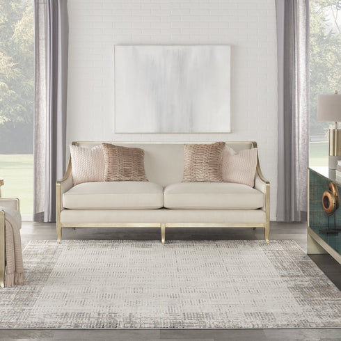 8' X 11' Ivory and Gray Abstract Area Rug