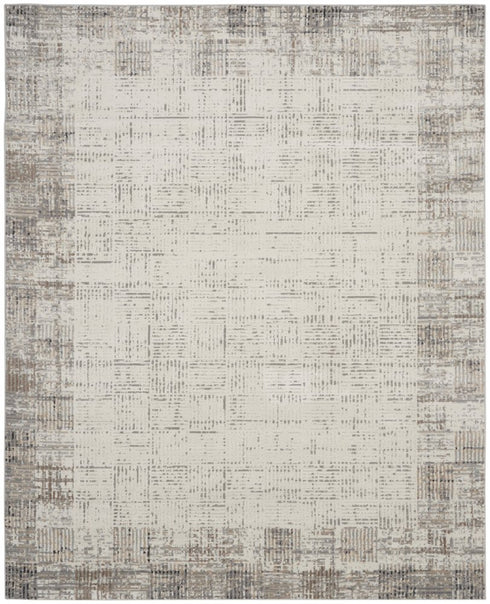8' X 11' Ivory and Gray Abstract Area Rug