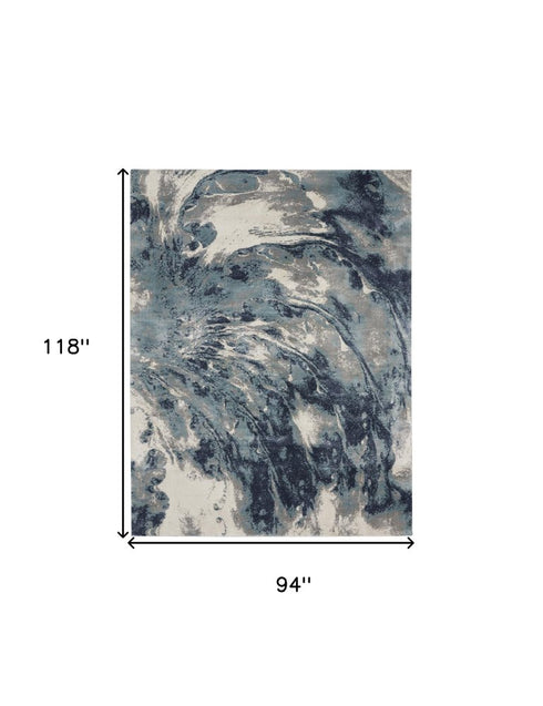 8' X 10' Blue Abstract Power Loom Area Rug
