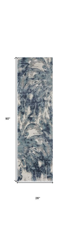 8' X 10' Blue Abstract Power Loom Area Rug