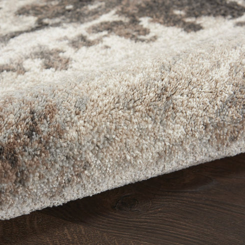 8' Tan Abstract Power Loom Runner Rug