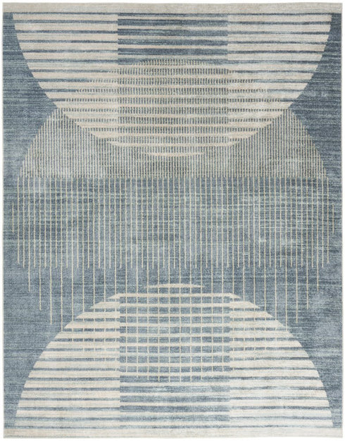 7' X 9' Blue Geometric Area Rug