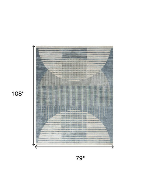 7' X 9' Blue Geometric Area Rug