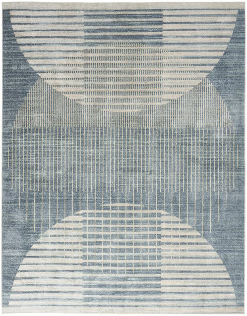 7' X 9' Blue Geometric Area Rug